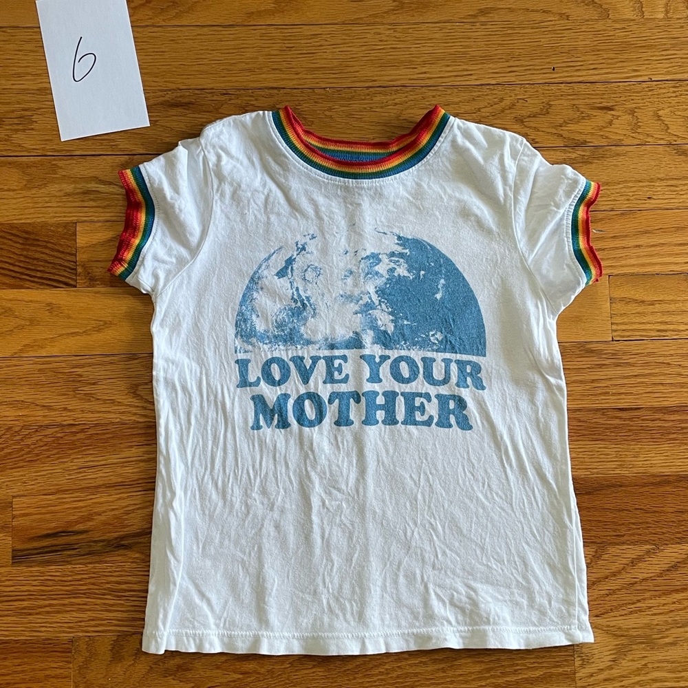 VGUC Love Your Mother Tiny Whales Rainbow T-Shirt